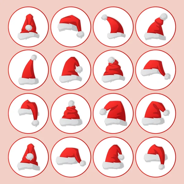 Santa Claus moda rojo sombrero moderno elegancia gorra invierno Navidad vacaciones superior ropa vector ilustración . — Vector de stock