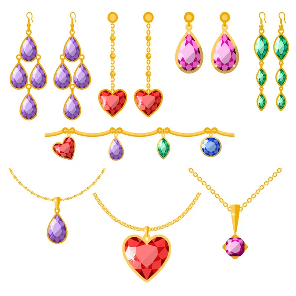 Traditional golden jewellery bangles diamond luxury fine minute precious gold jewelery vector illustration — Stock Vector