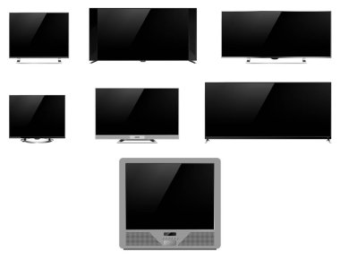 TV ekran lcd monitör şablon elektronik cihaz teknolojisi dijital aygıt görüntü vektör çizim.