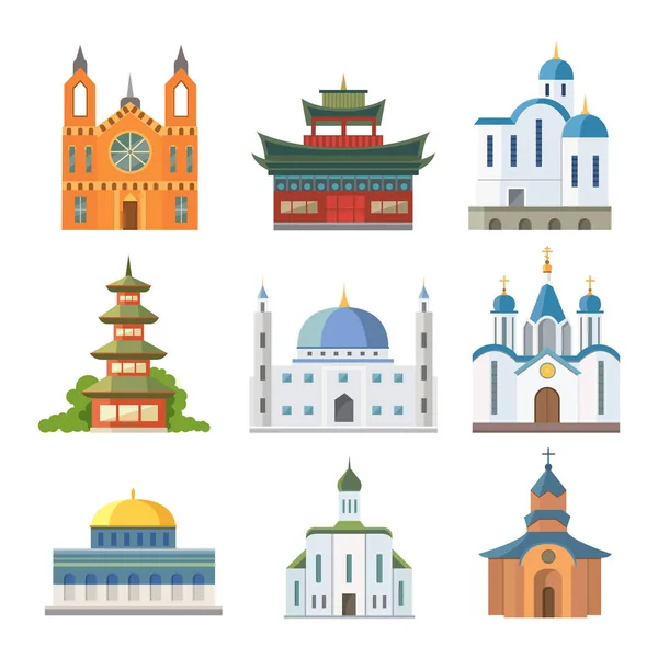 Cathedral church temple traditional building famous landmark tourism vector illustration — Stock Vector