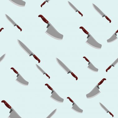 Mutfak bıçak seamless modeli çelik keskin hançeri metal askeri tehlikeli metalik kılıç vektör çizim