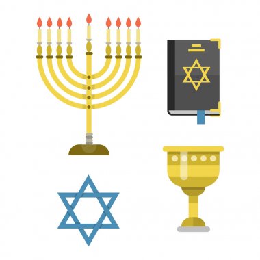 Yahudilik kilise geleneksel semboller hanukkah dini sinagog Fısıh İbranice Yahudi vektör illüstrasyon izole.