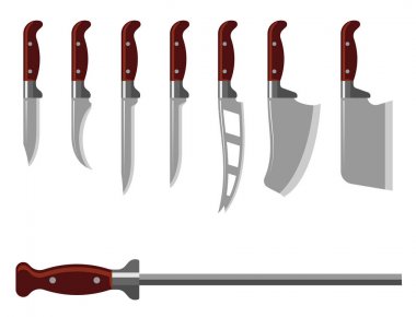 Mutfak bıçak silah çelik keskin hançeri metal askeri tehlikeli metalik kılıç vektör çizim