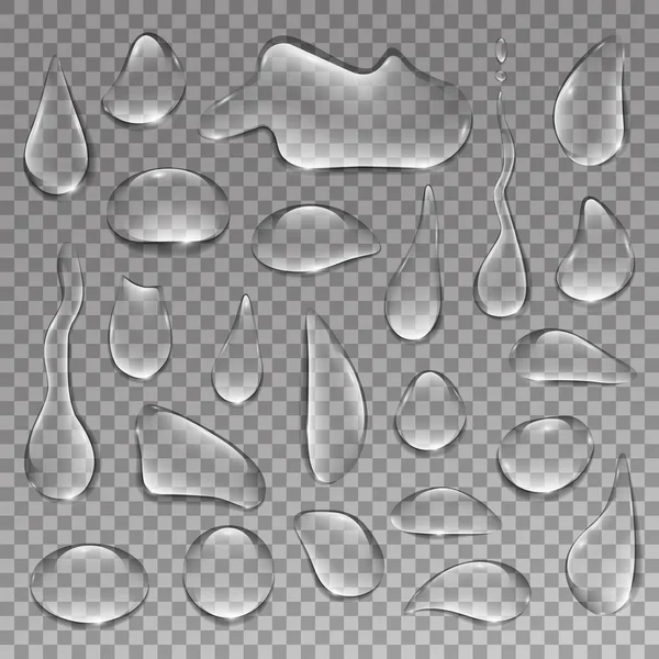 Реалистичные капли воды брызги жидкости прозрачные изолированные векторные иллюстрации — стоковый вектор