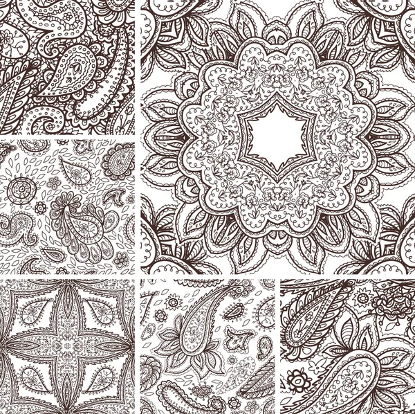 Blumen Mehendi Muster Ornament Vektor Illustration Hand gezeichnet Henna Mhendi Muster Indien Stamm Paisley Hintergrund — Stockvektor