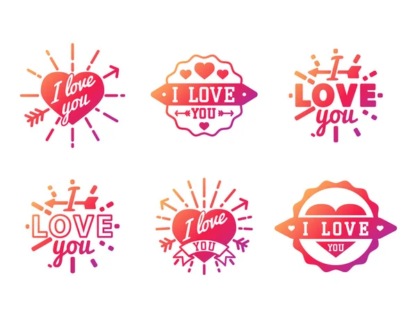 Vector I love You text overlays hand drawn lettering badge inspirational lover quote illustration. — Stock Vector