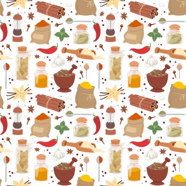 Baharat gıda otlar doğal vektör madde seamless modeli zevkle