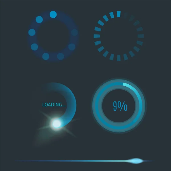 Iconos vectoriales para aplicaciones móviles diseño web interfaz de carga de Internet botón de descarga de medios . — Vector de stock