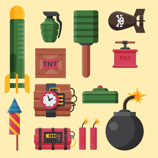 Bomb Dynamite fuse vector illustration grenade attack ball burning detonation explosion - Stok Vektor