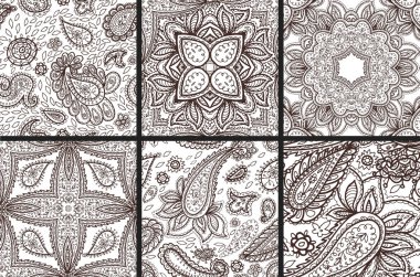 Çiçek mehendi desen süs vektör illüstrasyon elle çizilmiş kına desen Hindistan tribal desenli arka plan