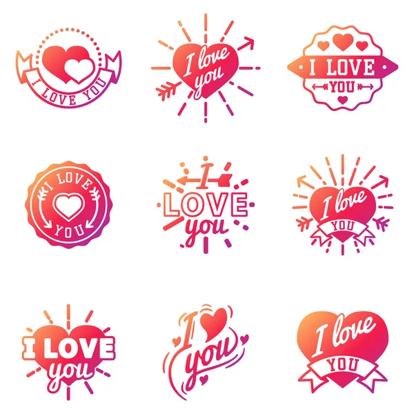 Vector I love You text overlays hand drawn lettering badge inspirational lover quote illustration. — Stock Vector