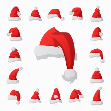 Noel Baba moda kırmızı şapka modern zarafet kap kış xmas tatil üstlük illüstrasyon vektör.