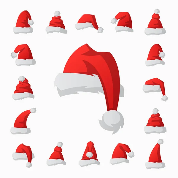 Санта Клаус мода червоний капелюх сучасна витончена шапка зимовий різдвяний свято верхній одяг Векторні ілюстрації . — стоковий вектор
