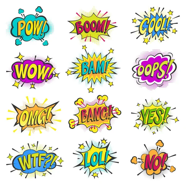 Pop art komik kabarcıklar vektör karikatür popart balon renkli konuşma bulut asrtistic çizgi roman şekiller köpüren üzerinde beyaz arka plan illüstrasyon izole