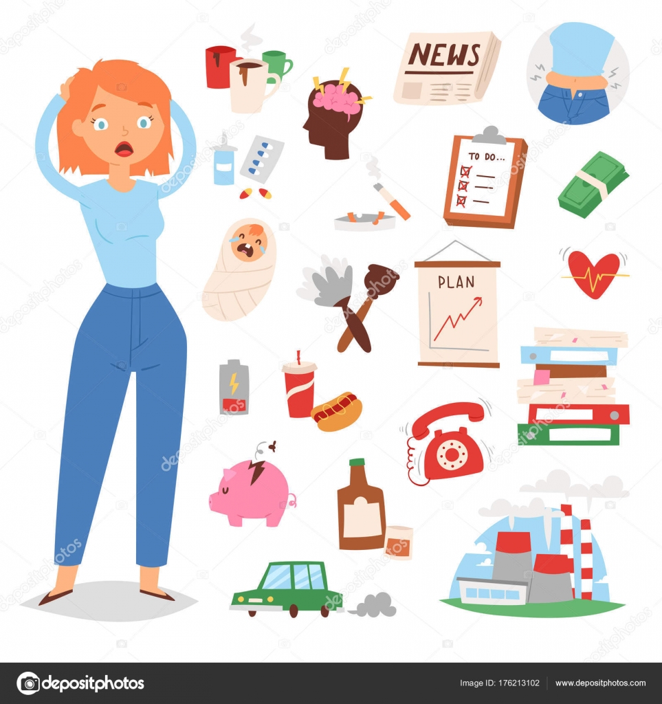 Stress cartoon woman girl character vector illustration Stock Vector Image by ©VectorShow #176213102 Stress cartoon woman girl character vector illustration Stock Vector Image by ©VectorShow #176213102