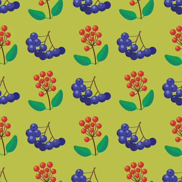Modèle sans couture de baies vectorielles nourriture de baies végétariennes avec des branches illustration de fond — Image vectorielle