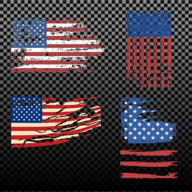 Bağımsızlık günü ABD Amerika Birleşik Devletleri Amerikan sembolü özgürlük Ulusal işareti vektör çizim bayraklar