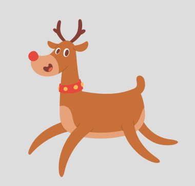 Sevimli Noel reindeer karakter yeni yıl çizim geyik hayvan Noel Baba için vektör