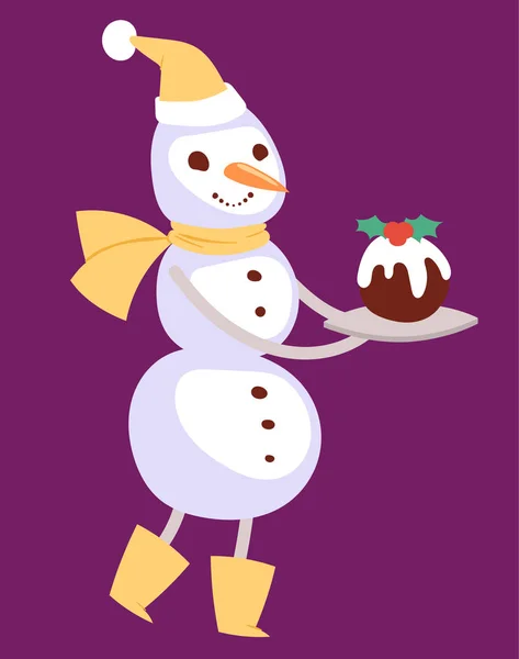Bonhomme de neige vecteur mignon dessin animé hiver Noël personnage homme vacances joyeux Noël neige gens illustration — Image vectorielle
