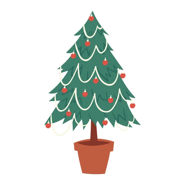 Navidad Año Nuevo árbol vector icono ornamento estrella Navidad regalo diseño fiesta celebración invierno temporada fiesta árbol planta . — Archivo Imágenes Vectoriales