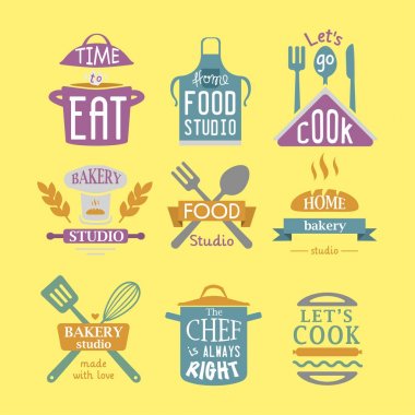 Pişirme rozet motivasyon metin vektör çizim fırın Dükkanı gıda tipografi etiketleri tasarım öğeleri