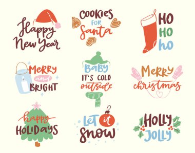 2018 mutlu yeni yıl metin logo rozet tatil takvim baskı tasarımı Merry Christmas yeni doğan parti illüstrasyon yazı