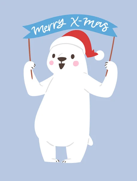 Polar urso branco vetor animal bonito beleza personagem engraçado estilo pose comemorar Natal Natal feriado ou Ano Novo grande urso animal —  Vetores de Stock