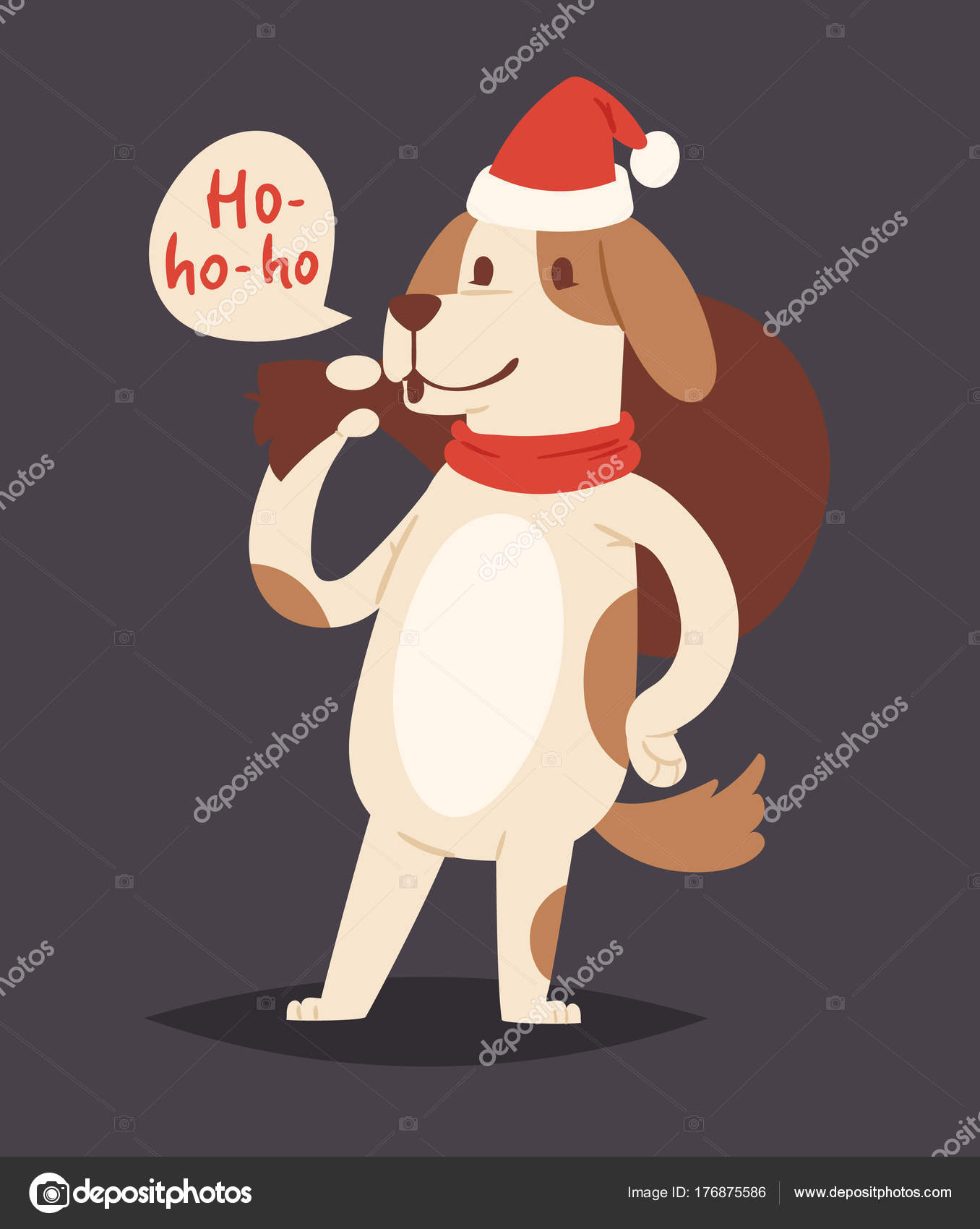 Noël Chien Vecteur Dessin Animé Mignon Chiot Caractère