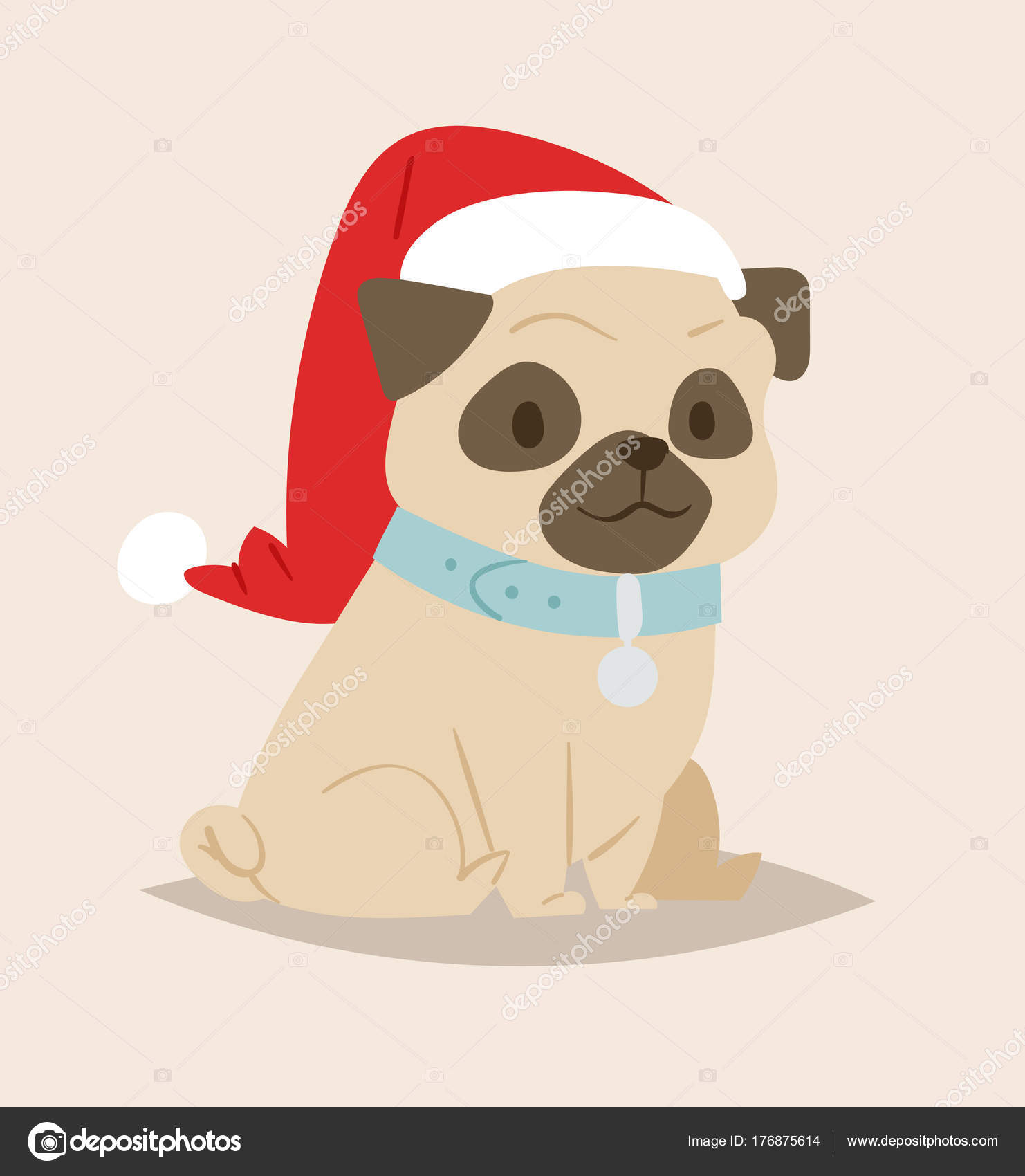 Christmas Dog Vector Cute Cartoon Puppy Characters Illustration Home Pets Doggy Different Xmas Celebrate Poses In Santa Red Hat Vector Image By C Vectorshow Vector Stock 176875614