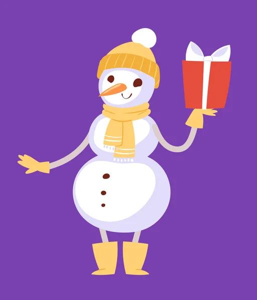 Hóember vector aranyos rajzfilm téli karácsonyi karakter ember holiday vidám karácsonyi hó emberek illusztráció — Stock Vector