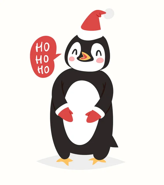 Noël pingouin vecteur personnage dessin animé mignon oiseau célébrer Noël ludique heureux pingouin visage sourire illustration — Image vectorielle