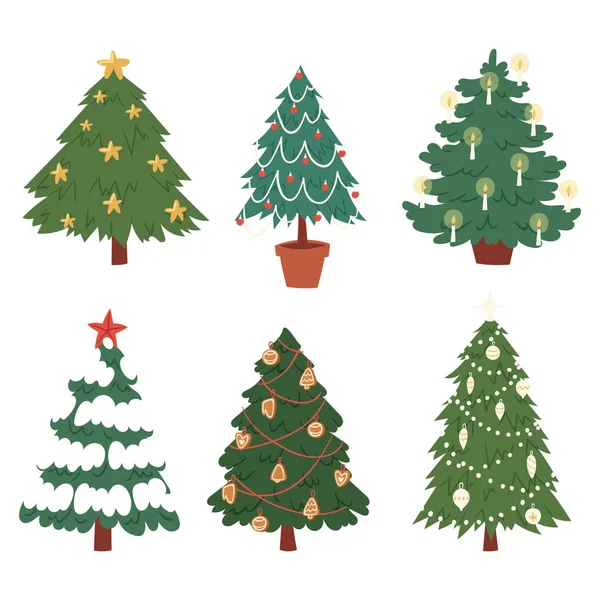 Navidad Año Nuevo árbol vector iconos ornamento estrella Navidad regalo diseño fiesta celebración invierno temporada fiesta árbol planta . — Archivo Imágenes Vectoriales