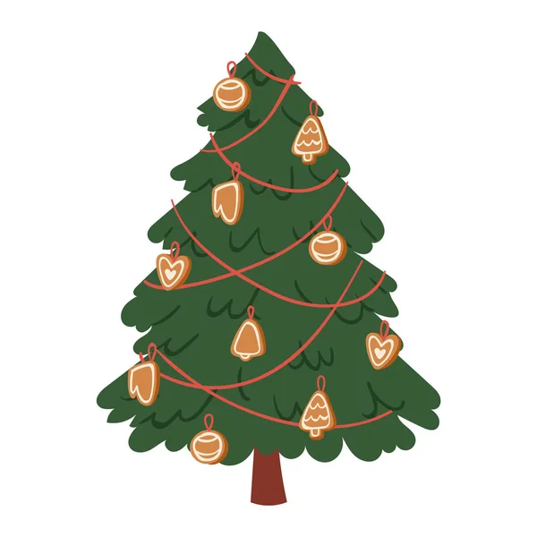 Navidad Año Nuevo árbol vector iconos ornamento estrella Navidad regalo diseño fiesta celebración invierno temporada fiesta árbol planta . — Archivo Imágenes Vectoriales