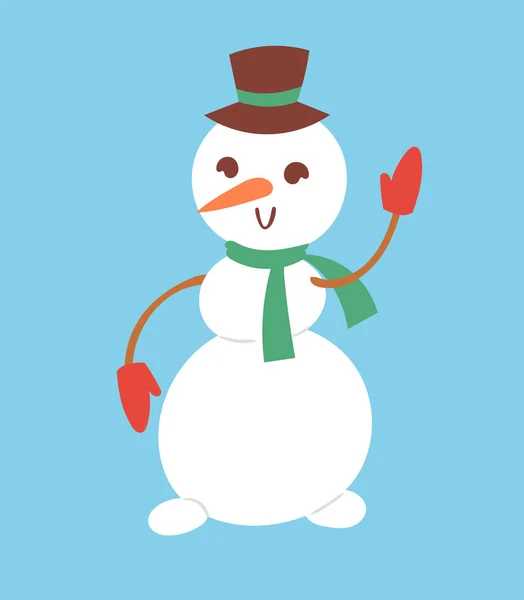Vetor de boneco de neve bonito desenho animado inverno Natal personagem homem feriado feliz xmas neve pessoas ilustração — Vetor de Stock