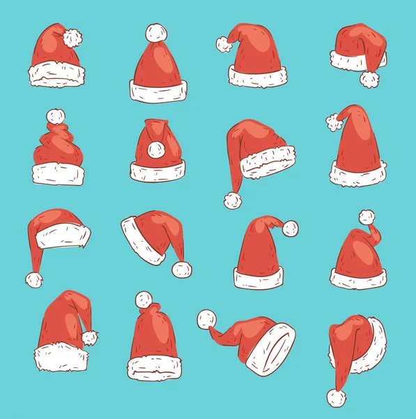 Різдво Санта-Клауса капелюх червоним вектор Ноель ізольовані ілюстрація Xmas християн новий рік партія дизайн прикраса капелюхи — стоковий вектор