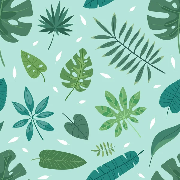 Tropická vektorové listy letní zelené exotické džungle palm list tropická příroda rostlin botanické hawaii flora ilustrace vzor bezešvé pozadí — Stockový vektor