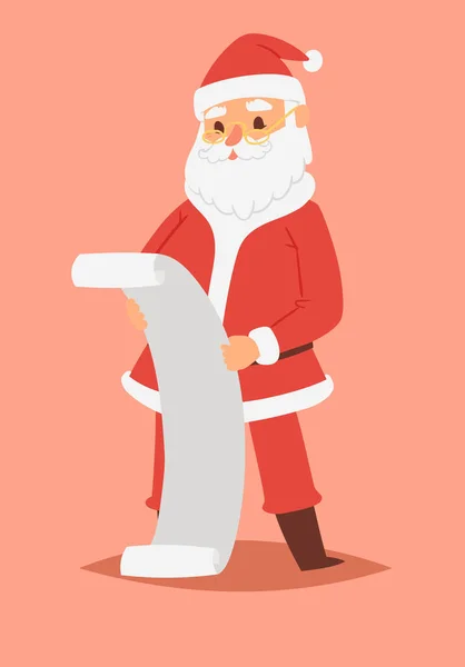 크리스마스 산타 클로스 벡터 캐릭터 포즈 그림 빨간색 전통 의상 및 산타 모자 크리스마스 남자 — 스톡 벡터
