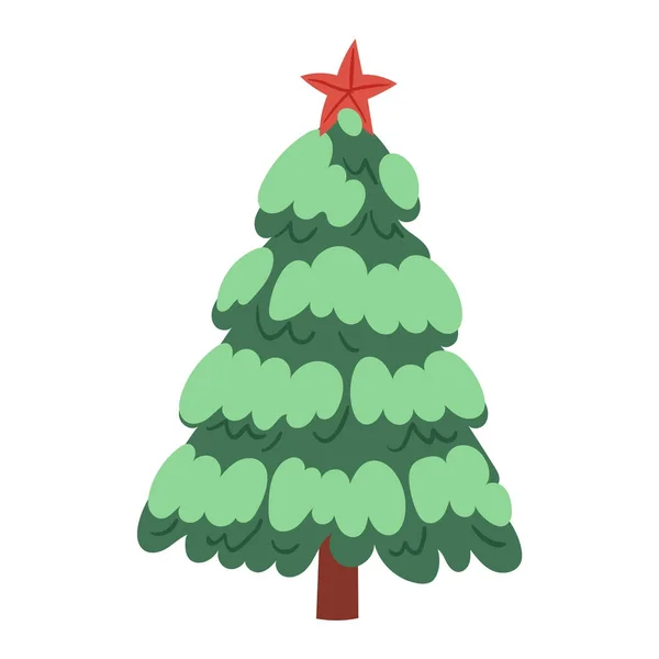 Weihnachten Neujahr Baum Vektor Ikonen Schmuck Stern Weihnachten Geschenk Design Urlaub Feier Winter Saison Party Baum Pflanze. — Stockvektor