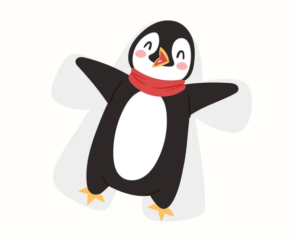 Πιγκουίνος διάνυσμα χαρακτήρα κινουμένων σχεδίων χαριτωμένο πουλί των Χριστουγέννων γιορτάζουν Χριστούγεννα παιχνιδιάρικα χαρούμενος πιγκουίνος πρόσωπο χαμόγελο εικόνα — Διανυσματικό Αρχείο