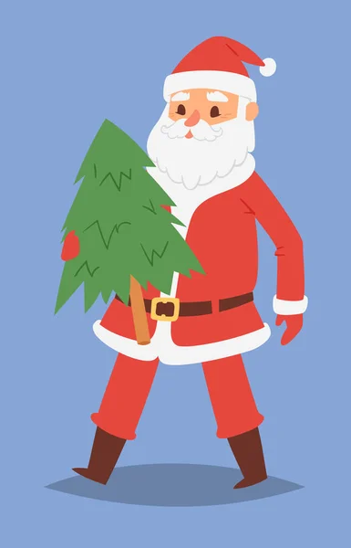 Navidad Santa Claus vector personaje pose ilustración hombre de Navidad en traje tradicional rojo y sombrero de Santa — Vector de stock