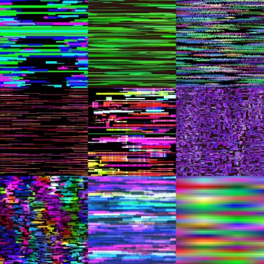 Aksaklık geçmiş vektör glitchy gürültülü pixelated doku desen tv kırık bilgisayar perde gürültü orabstract pikselleşme ile zemin çizim seti dokulu