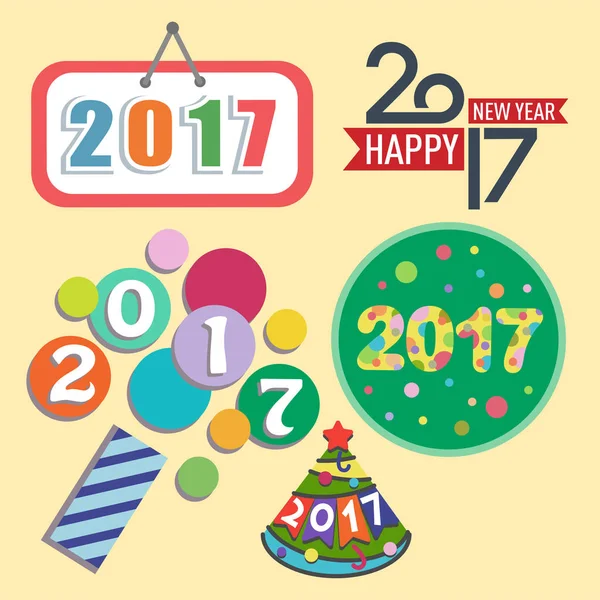 Bonne année 2017 conception de texte vecteur créatif graphique célébration accueil fête date illustration — Image vectorielle