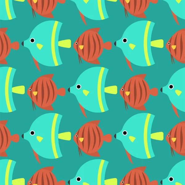 Exotique tropicale course de poissons modèle sans couture sous-marin espèces océaniques souche aquatique nature plat vecteur illustration . — Image vectorielle