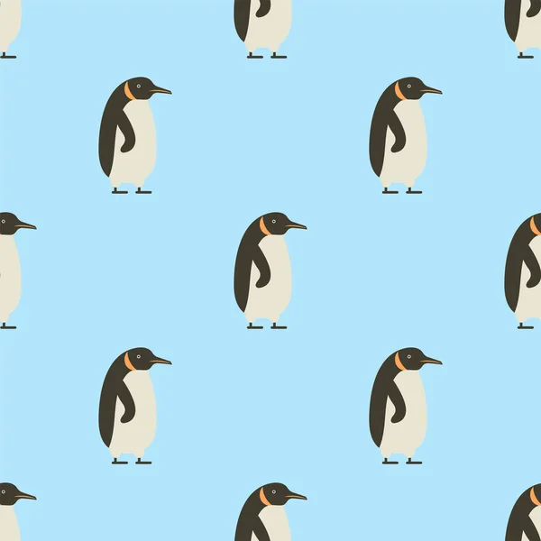 Jednolity wzór pingwinów na niebieskim tle zima ptak kreskówka lód ilustracja wektorowa Zwierzęta Tapety. — Wektor stockowy
