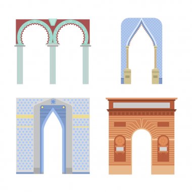 Vektör Mimarlık inşaat kare sütun giriş klasik tasarlamak kemer