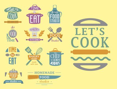 Pişirme rozet motivasyon metin vektör çizim fırın Dükkanı gıda tipografi etiketleri tasarım öğeleri