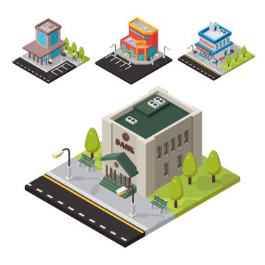 Vektör izometrik binalar izole