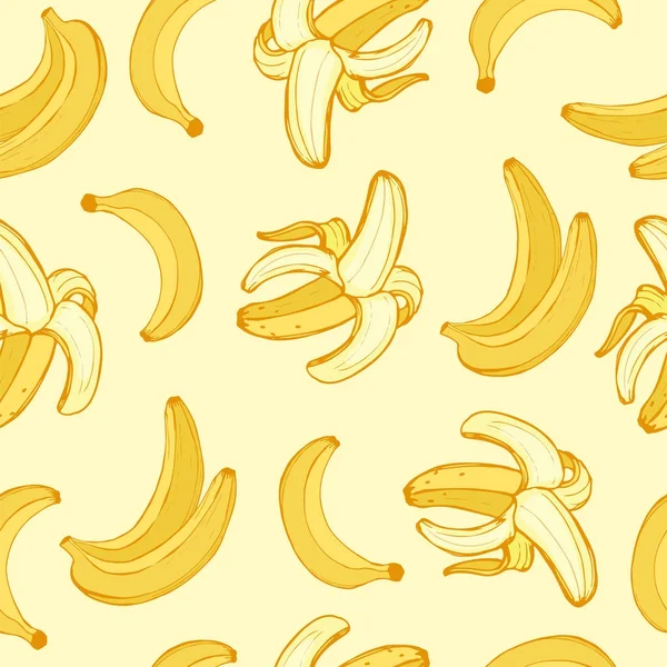 Desenhos animados frutas de banana frescas em estilo plano sem costura padrão comida verão design vetor ilustração . — Vetor de Stock