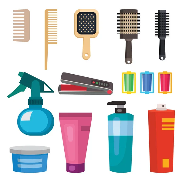 Coiffeur de mode avec tondeuse à cheveux et brosse à cheveux isolés outils de coiffeur professionnel élégant pour couper l'illustration vectorielle . — Image vectorielle