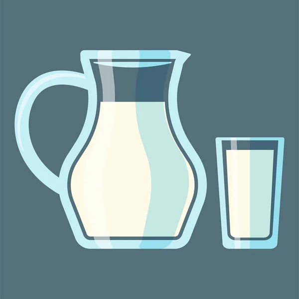 Traditionelle altmodische Glas Milchkanne Flasche gesunde Getränke Milchgetränk Lebensmittel Container natürliche Frühstück nutritiou Vektor Illustration. — Stockvektor